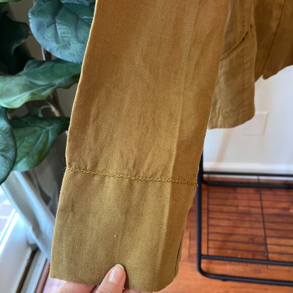 J.Jill 100% Linen Blazer Jacket M Brown Textured Button Front Ruched Detail - Picture 4 of 10